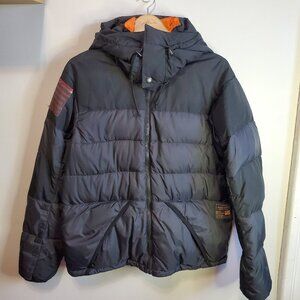 DENIM & SUPPLY Ralph Lauren Goose Down Puffer Coat USA Flag Black Men's Large